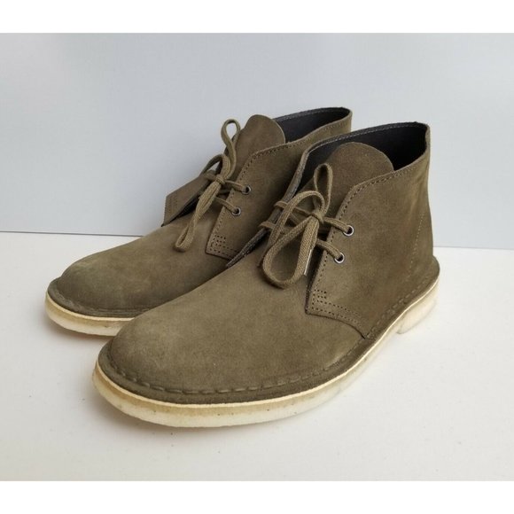 Clarks Charles F. Stead Desert Boot Olive Green Suede Mens Size 8 41 - Picture 1 of 5